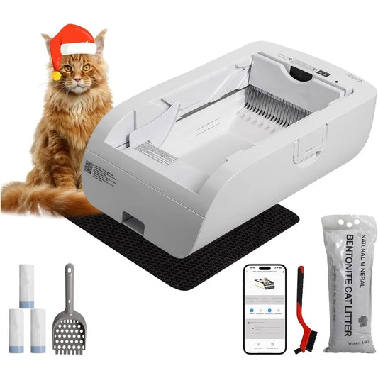 Open Top Self Cleaning Cat Litter Box With App Control Health Tracking