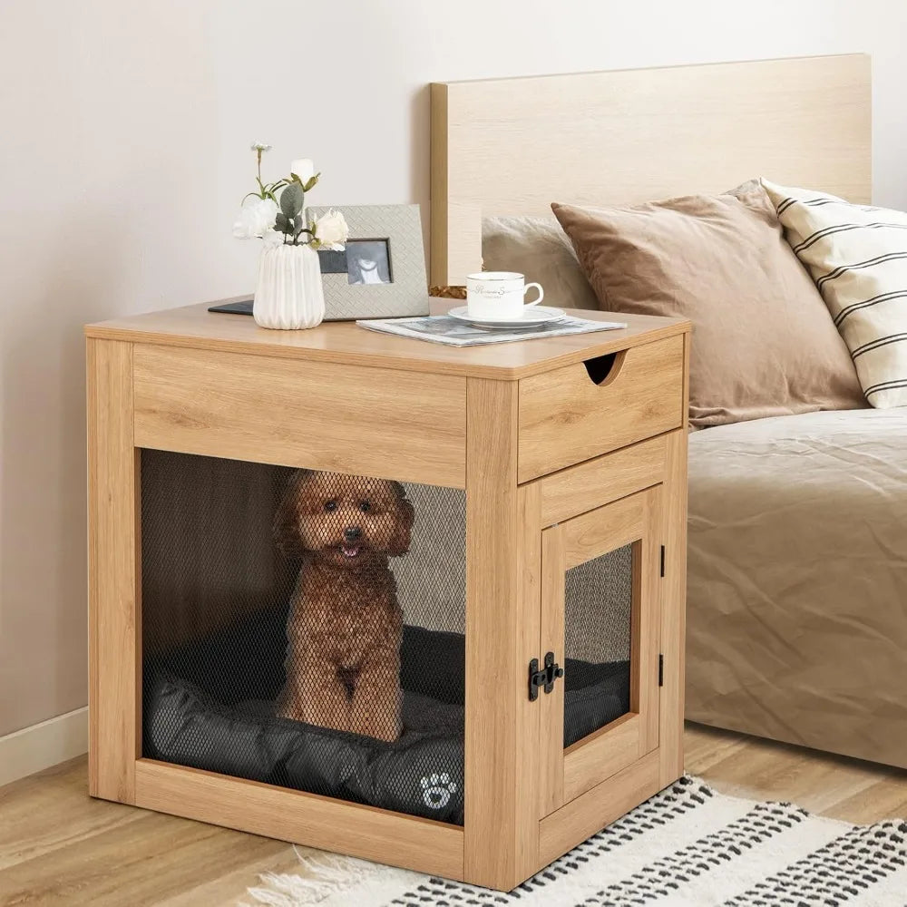 Masterpiece Dog Crate End Table With Wireless Charging And USB Ports