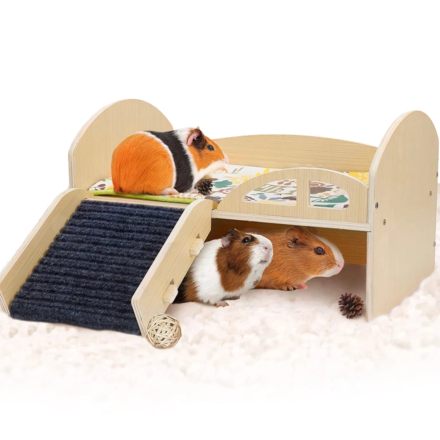 Wooden Multi Level Hideout Platform For Small Pets Guinea Pigs Hamsters Rabbits