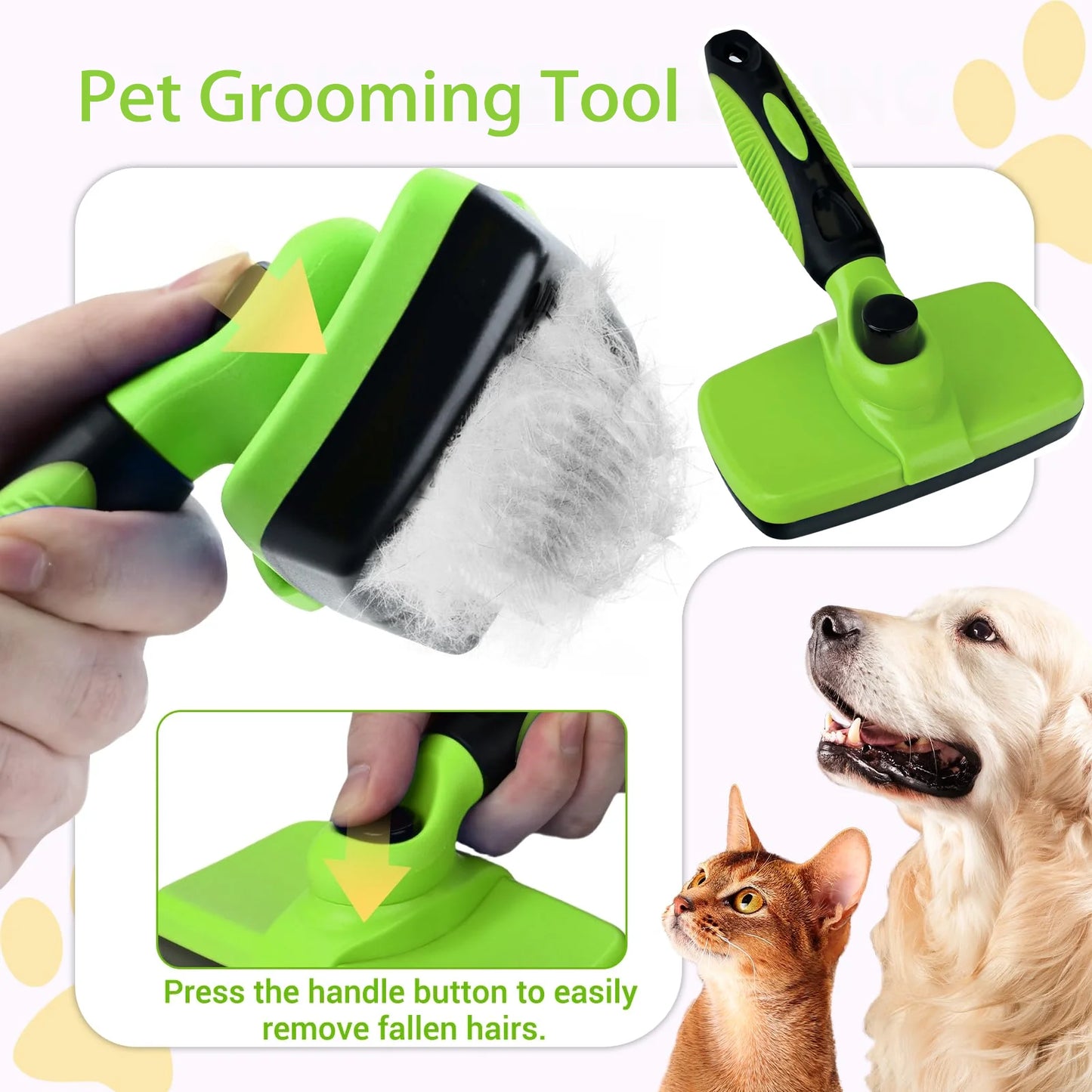 Self Cleaning Pet Brush For Dogs And Cats Gentle Hair Removal Comb