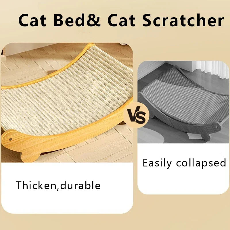 Wooden Cat Scratching Pad With Detachable Bed Multifunction Wear Resistant Toy