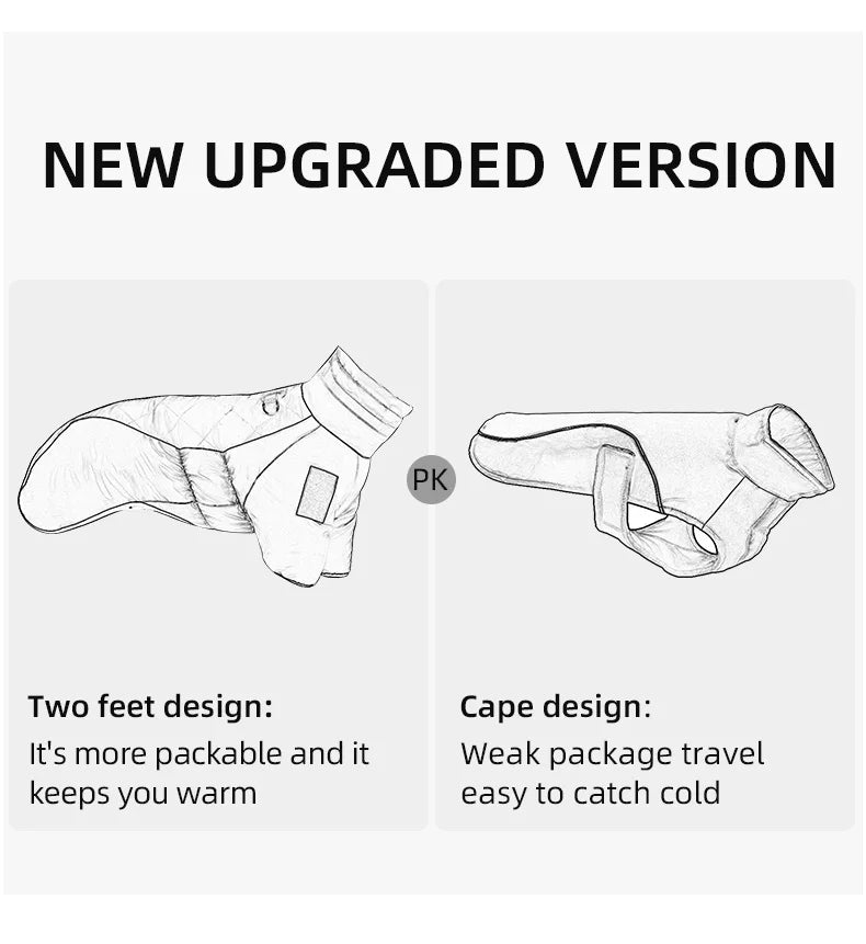 Warm Reflective Puffer Dog Coat For Large Dogs With Built In Harness Vest