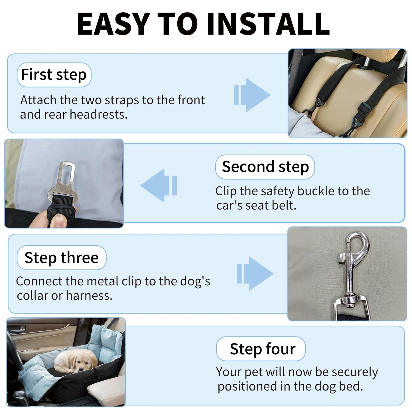 Dog Car Seat Travel Bed And Carrier For Small Dogs Up To 10 Kg