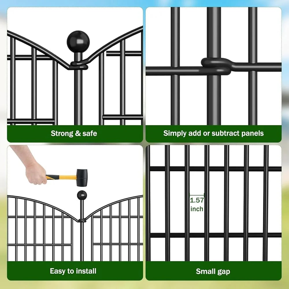 10 Panel No Dig Garden Fence 32 Inch High Rustproof Metal Dog Barrier 236 Feet