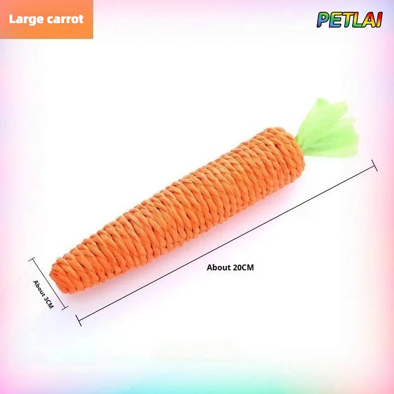 Carrot Shaped Cat Teething Toy With Hemp Rope Interactive Chew Toy