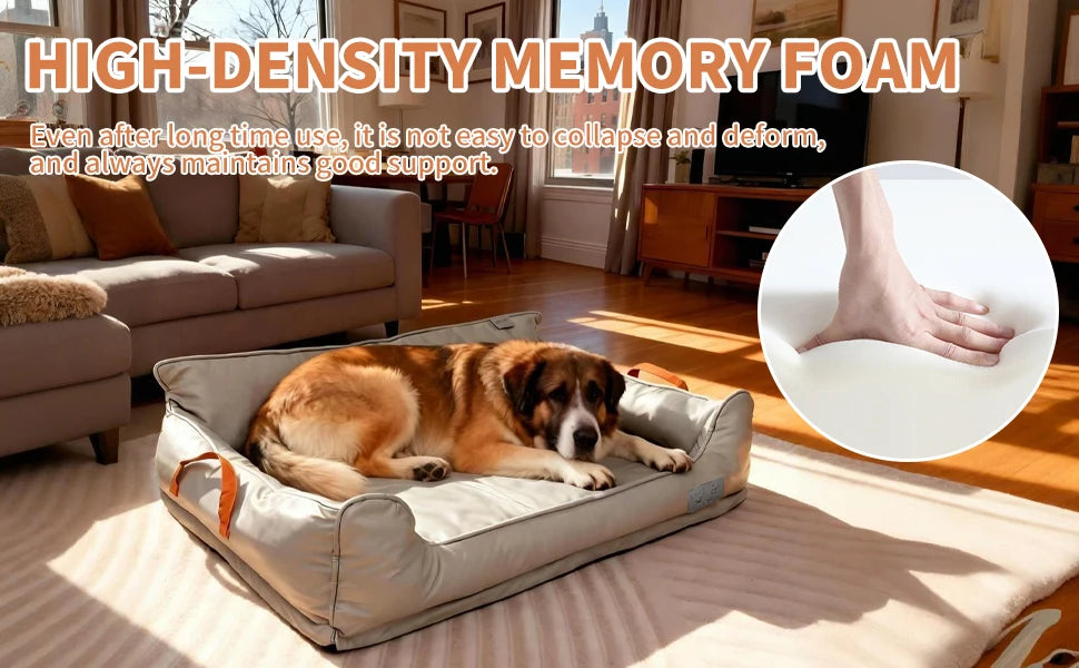 Leather Plush Donut Dog Bed For Large Dogs Snug Warm Cozy Rectangle