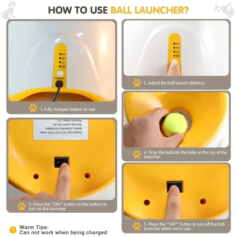 Automatic Dog Ball Launcher USB Rechargeable Chase Toy For Dogs