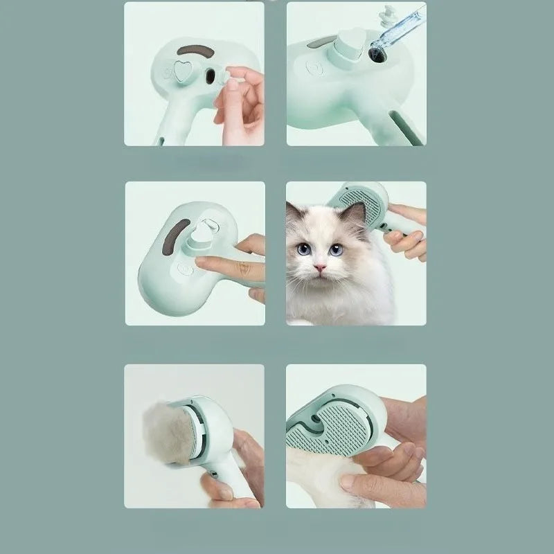 Pet Steam Massage Comb 3 In 1 Hair Removal Brush For Dogs And Cats USB