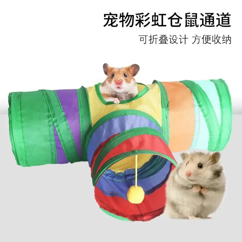 Guinea Pig Collapsible Tunnel Pet Toy for Small Animals and Cage Accessories