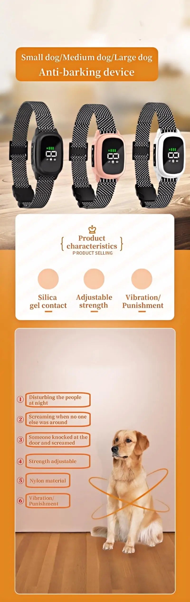 YHLC Automatic Anti Barking Dog Collar Rechargeable Training Collar