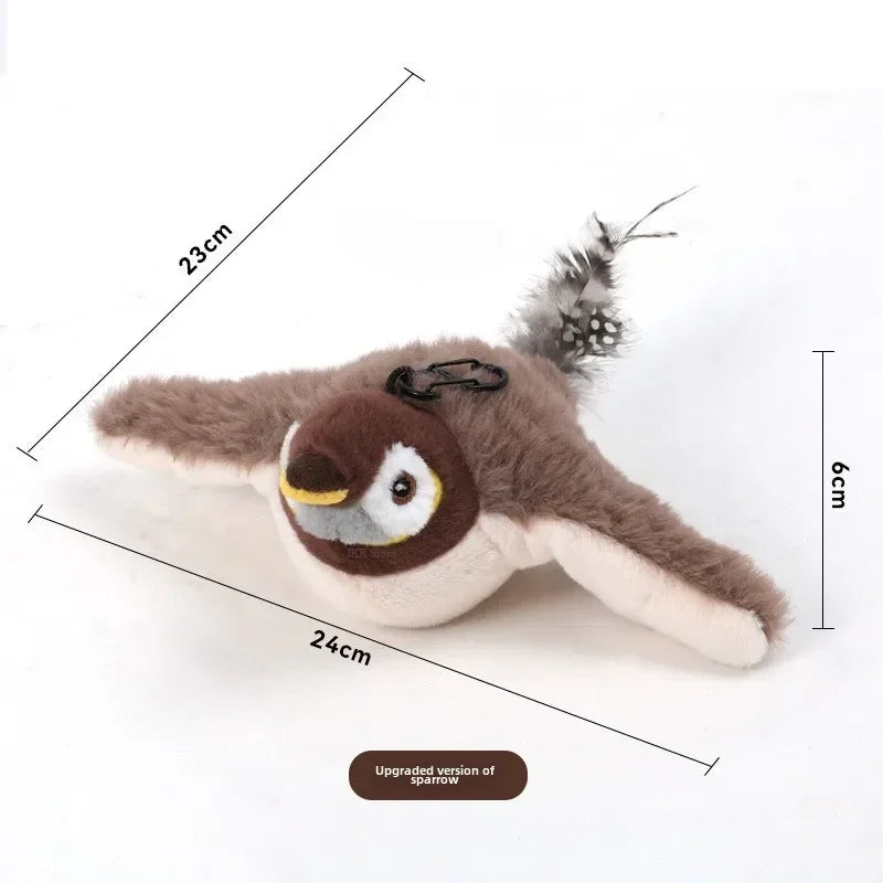 Catnip Interactive Squeaky Plush Bird Toy USB Rechargeable for Cats