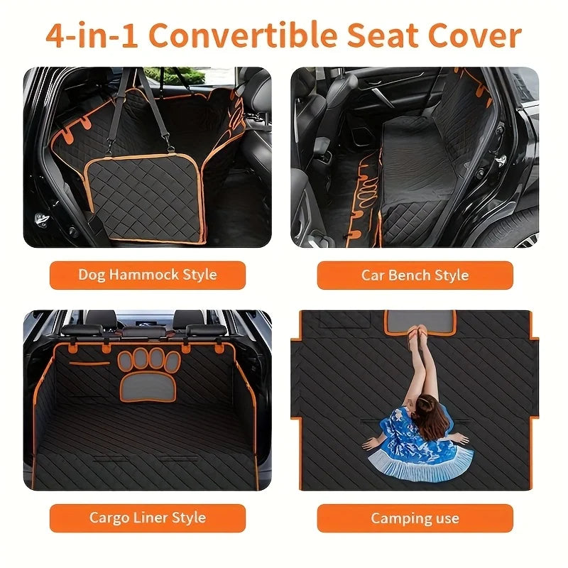 Heavy Duty Dog Car Seat Cover Hammock With Side Flaps Anti Slip Waterproof Nylon