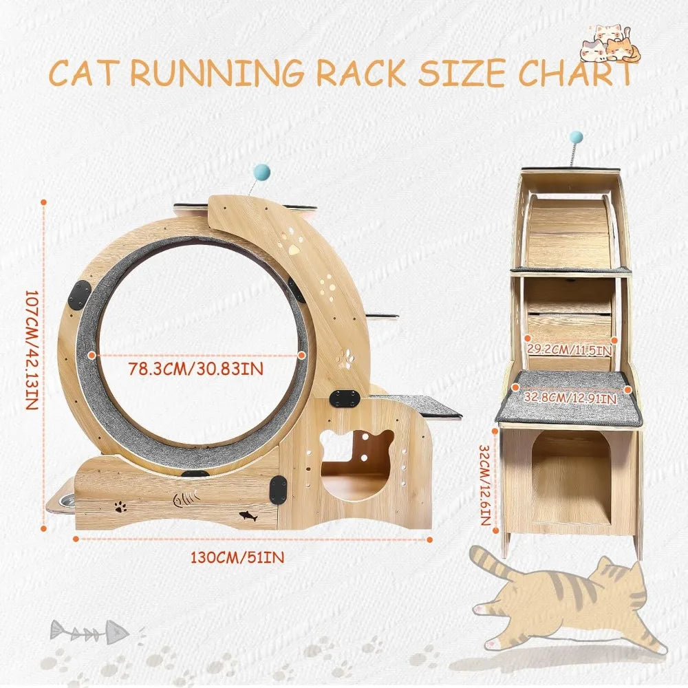 51 Inch 6 In 1 Cat Exerciser Wheel With Bed And Scratching Board