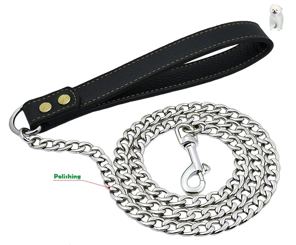 Gold Stainless Steel Weld Chain Dog Leash Heavy Duty For Small Medium Large Dogs