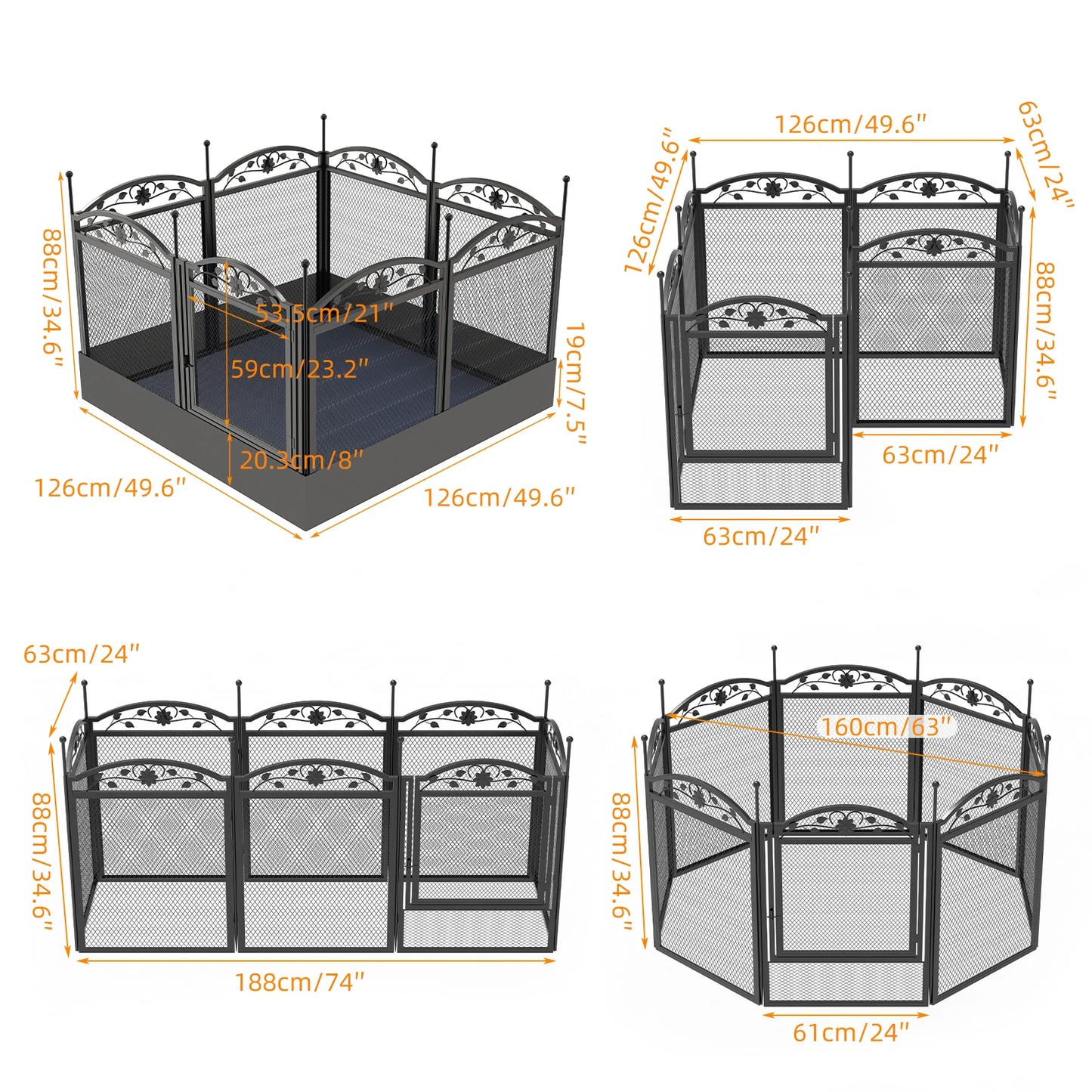 8 Panel Heavy Duty Dog Playpen Outdoor Indoor Metal Fence With Waterproof Pad