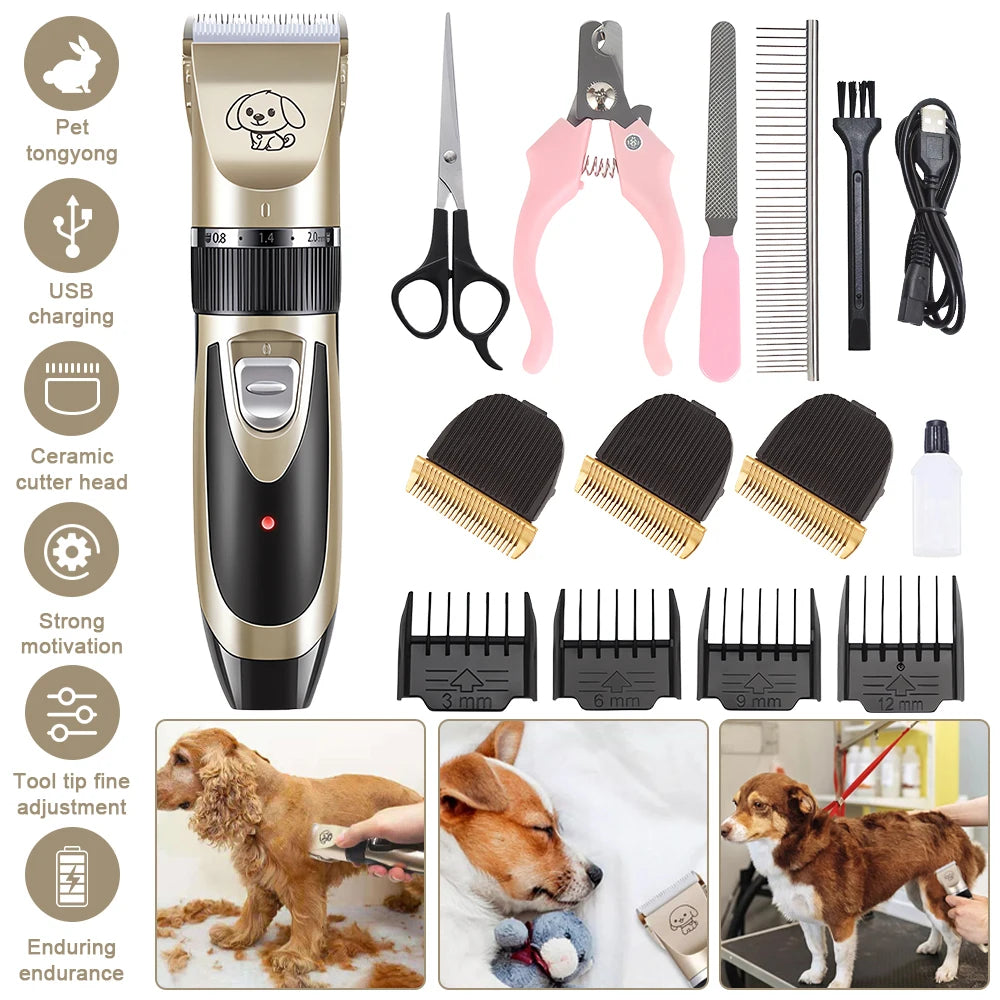 Rechargeable Pet Hair Trimmer Clipper Grooming Kit For Cats And Dogs
