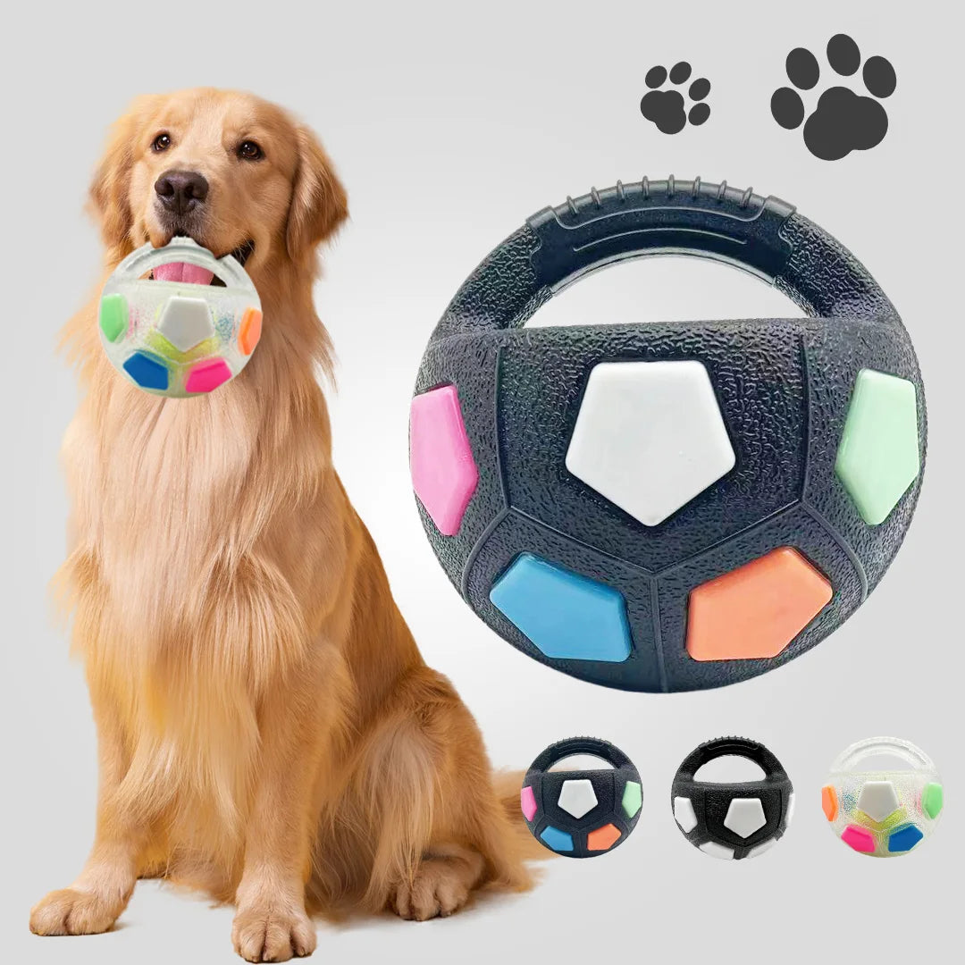 Football Tennis Ball Shaped Dog Toy Squeaky Teething Relief for Outdoor Training