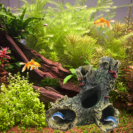 Artificial Hollow Log Decor for Fish Tank Multifunctional Aquarium Ornament