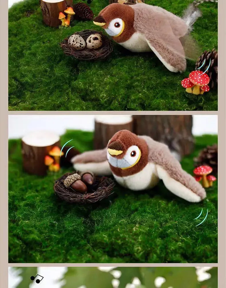 Catnip Interactive Squeaky Plush Bird Toy USB Rechargeable for Cats