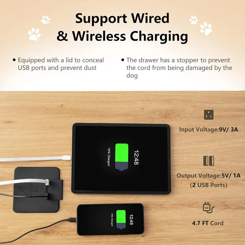 Masterpiece Dog Crate End Table With Wireless Charging And USB Ports