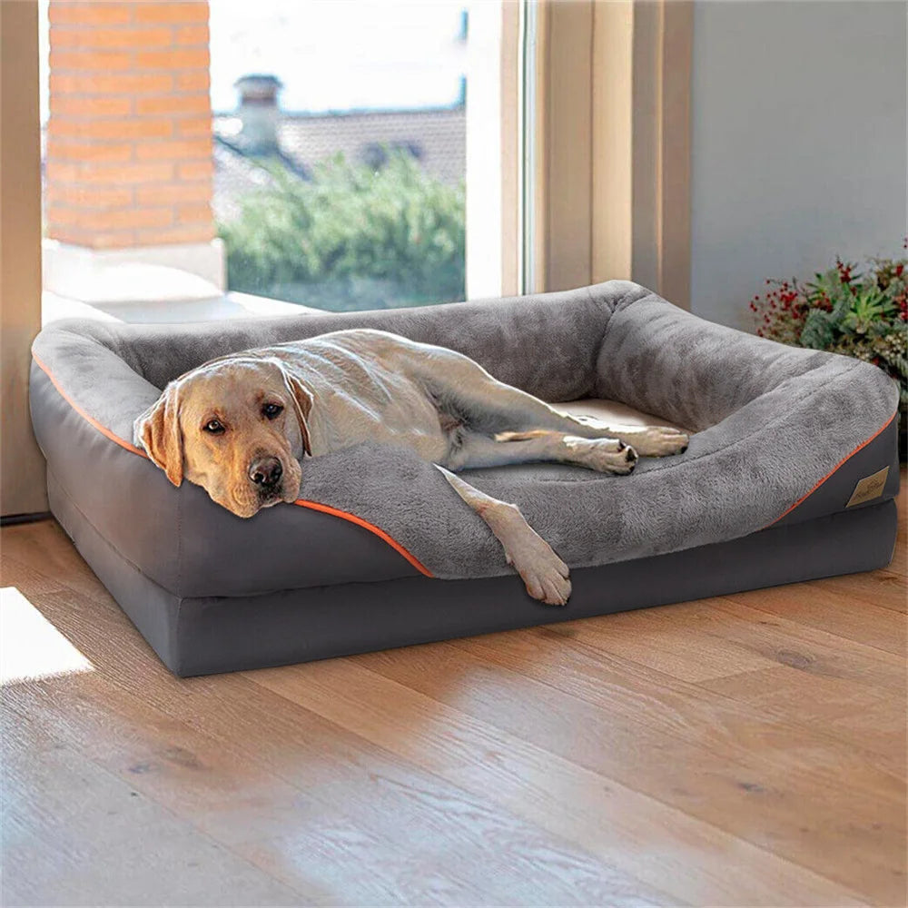 Jumbo Orthopedic Memory Foam Dog Bed With Waterproof Removable Cover