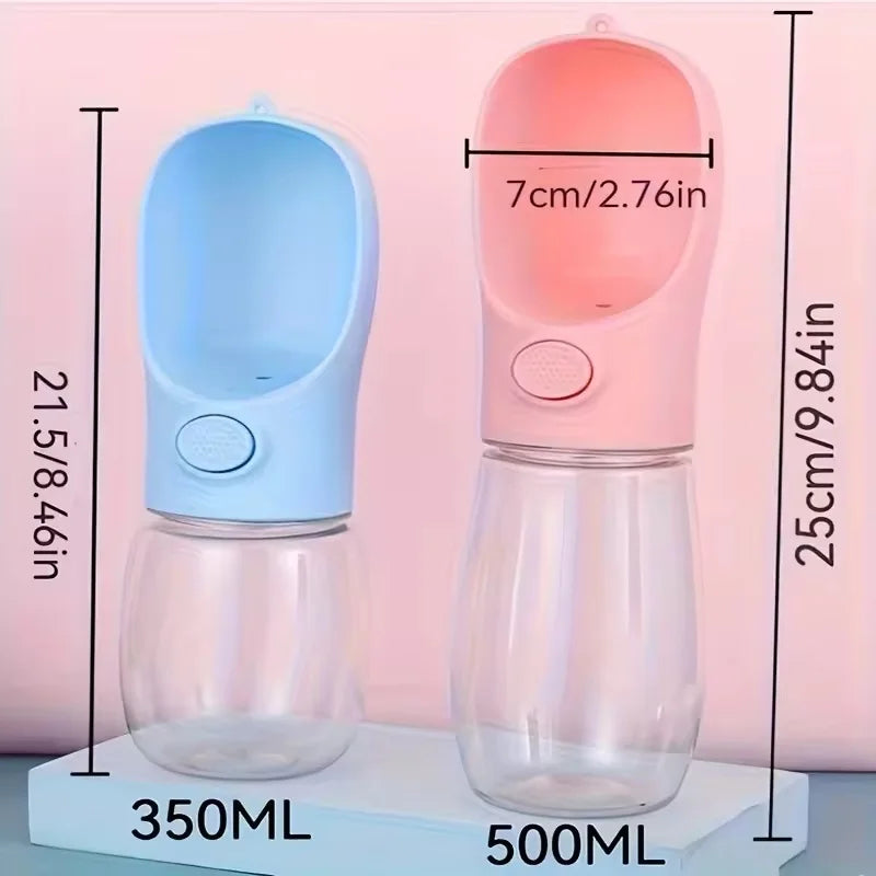 Portable Pet Water Bottle With Food Dispenser 350ml Leakproof Travel Cup