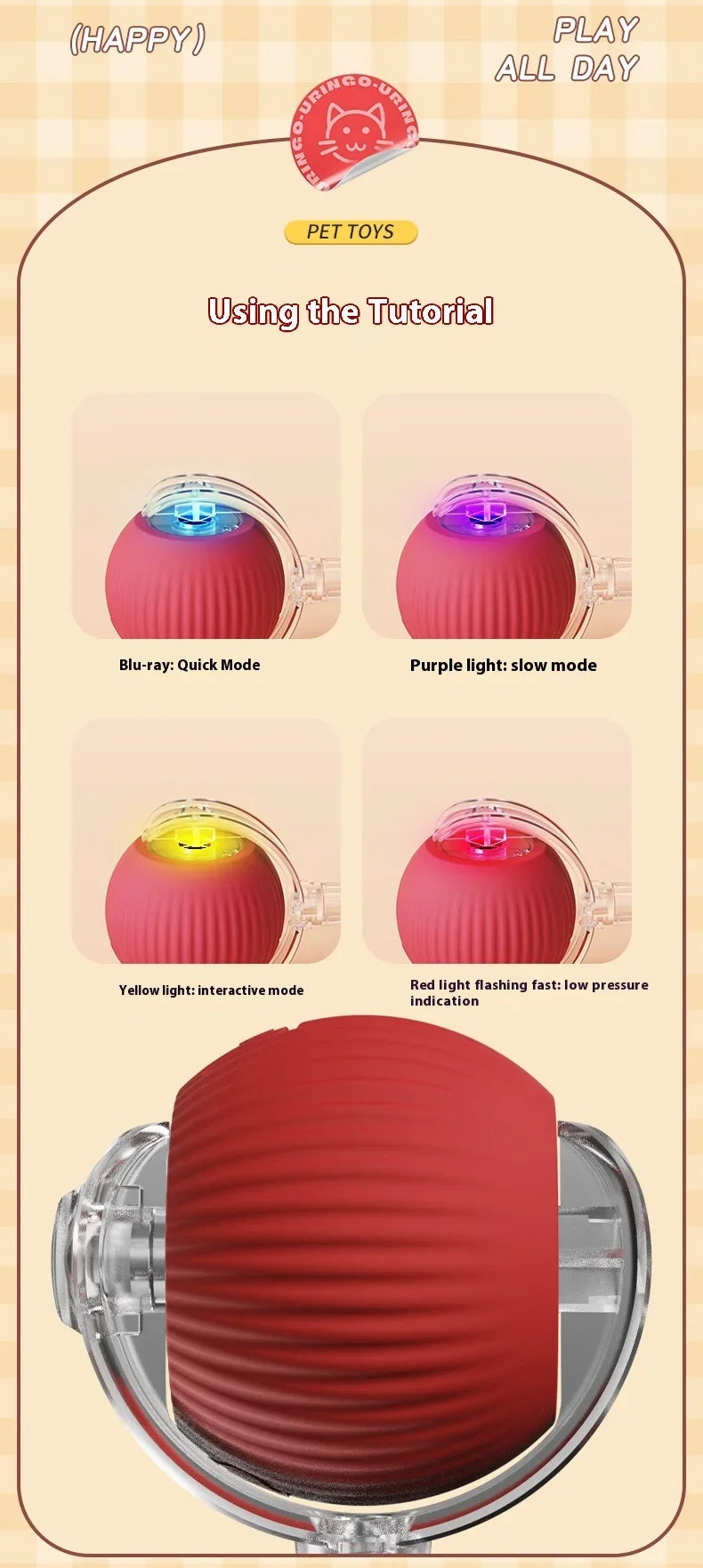 2 Pack Cat Interactive Ball Toys Automatic Rolling Ball Rechargeable Toy Cats