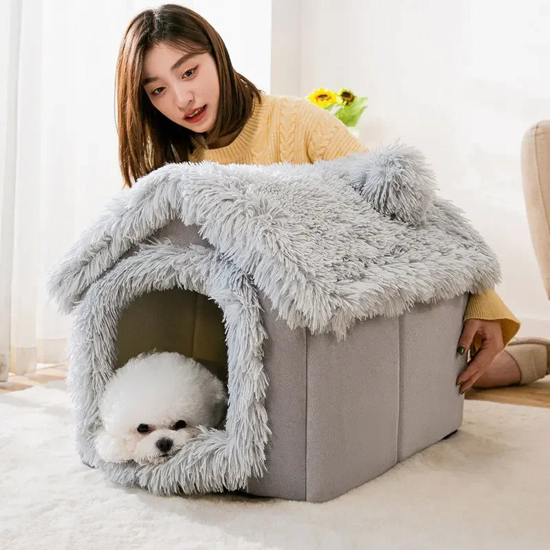 Indoor Soft Cozy Dog Kennel Bed Cave For Small Dogs Portable