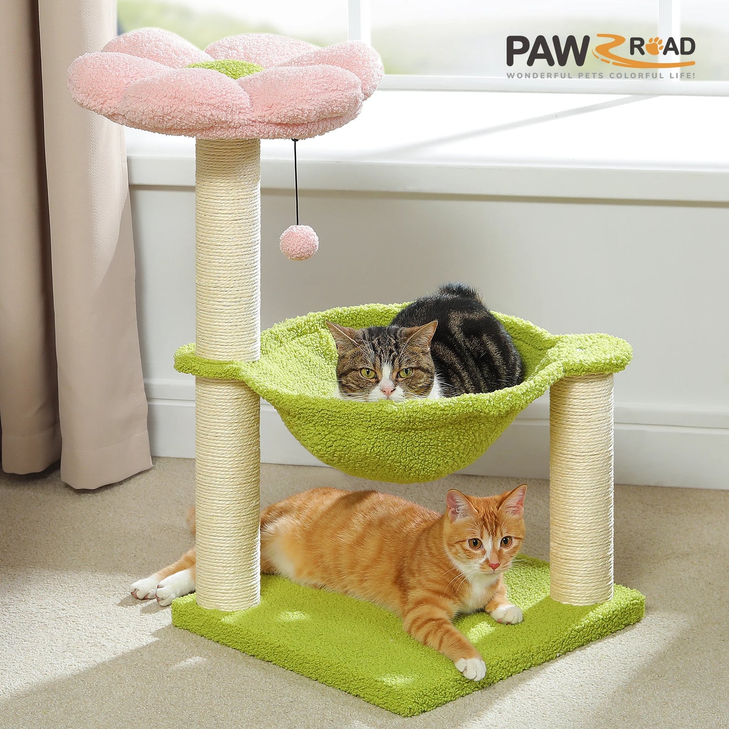 Flower Cat Tree With Large Hammock Perch And Sisal Scratching Post Indoor Tower