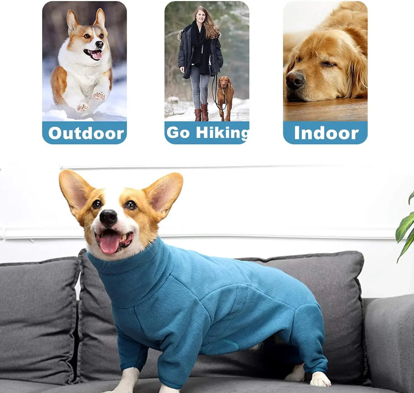 Soft Fleece Dog Pajamas Pullover Warm Winter Coat for Small to Large Dogs