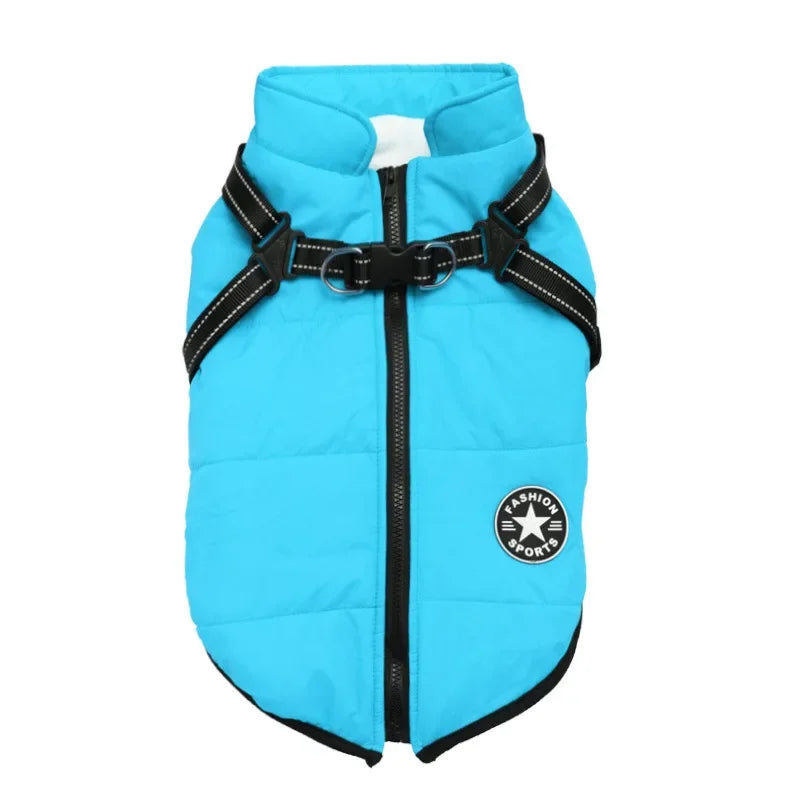 Winter Warm Dog Jacket With Harness Waterproof Coat For Small To Large Dogs Cats