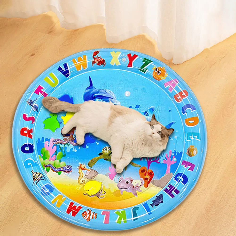 Water Sensory Play Mat With Fish For Bored Indoor Cats And Tummy Time
