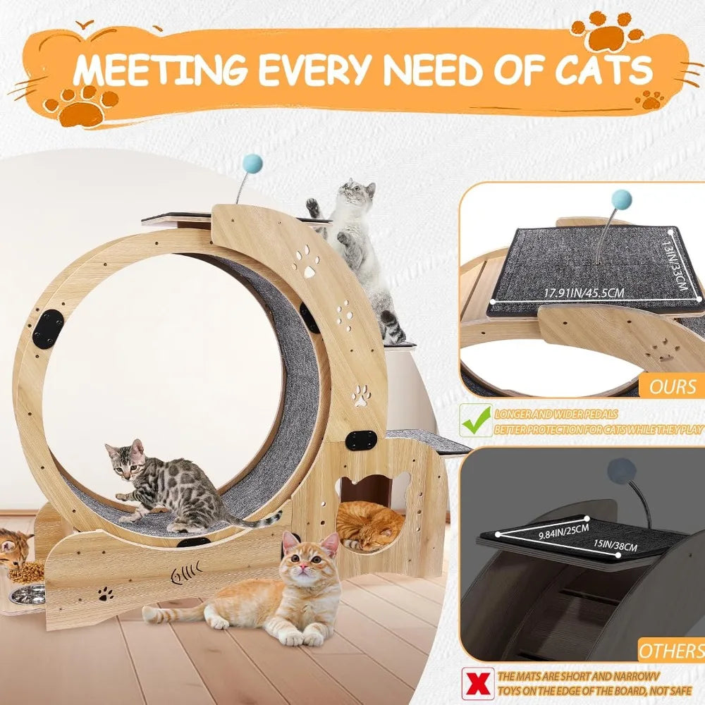 51 Inch 6 In 1 Cat Exerciser Wheel With Bed And Scratching Board