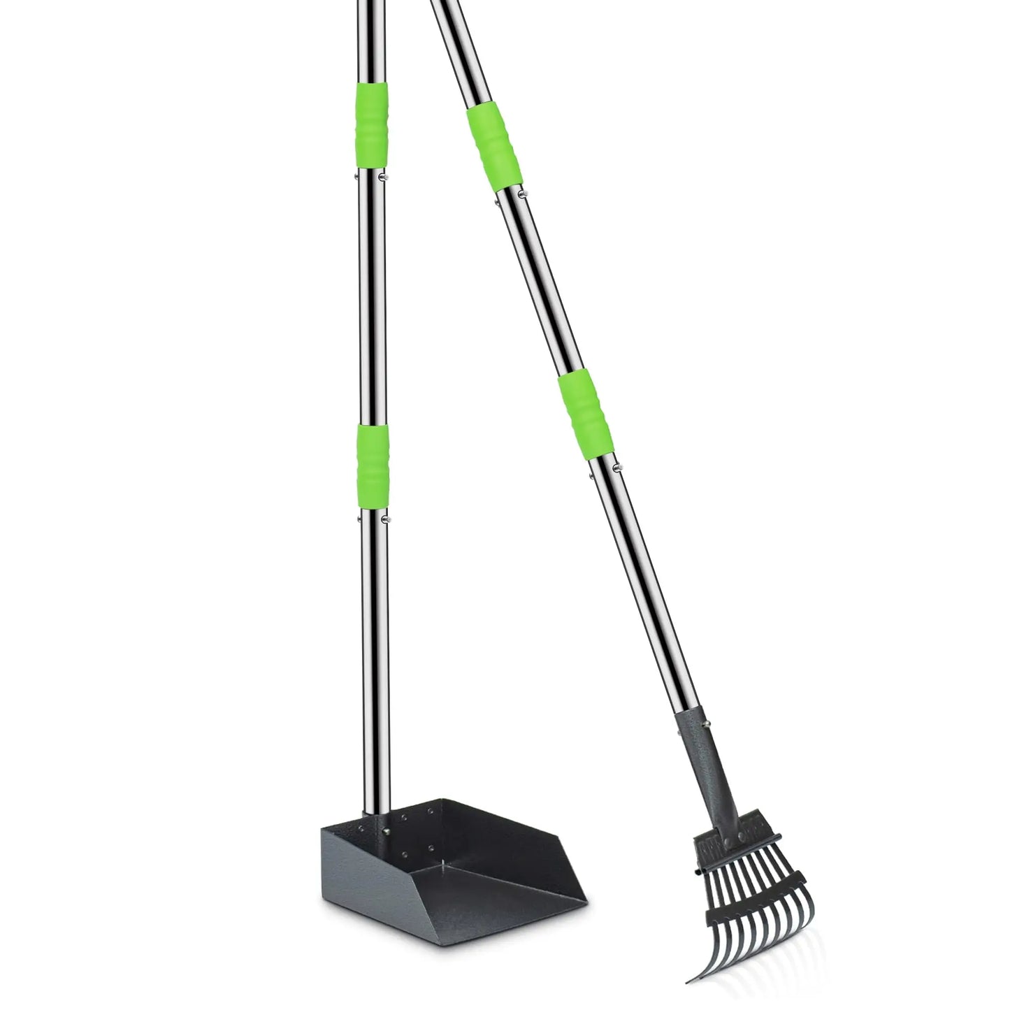 Dog Pooper Scooper Set with Adjustable Stainless Handles for Easy Waste Cleanup
