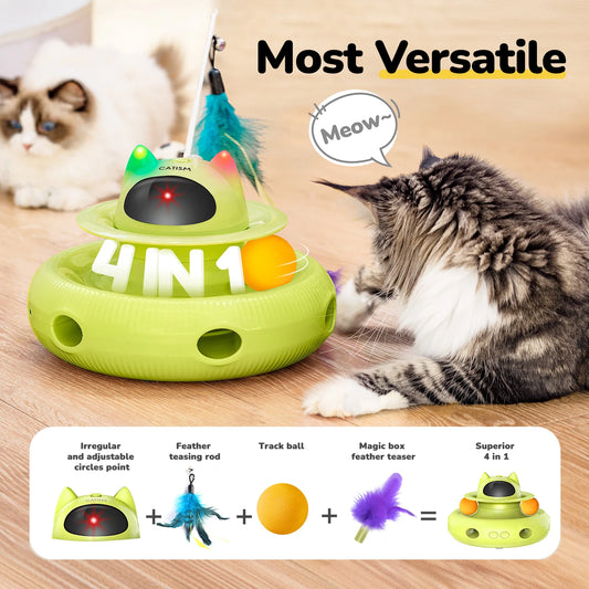 CATISM Upgraded Magic Box Cat Teaser Toy with Feather Butterfly and Blue Ball