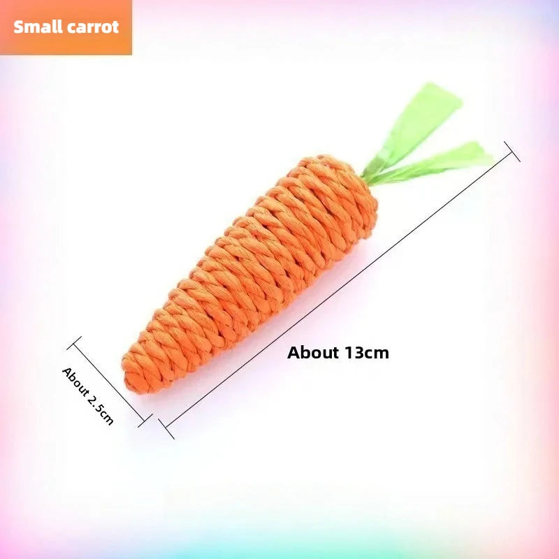 Carrot Shaped Cat Teething Toy With Hemp Rope Interactive Chew Toy