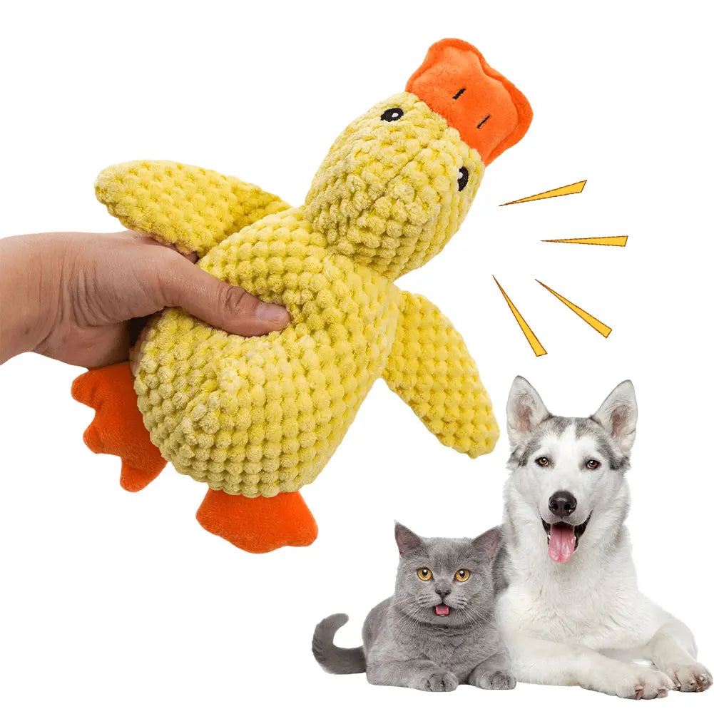 Dog Calming Duck Plush Chew Toy With Quacking Sound For Dogs