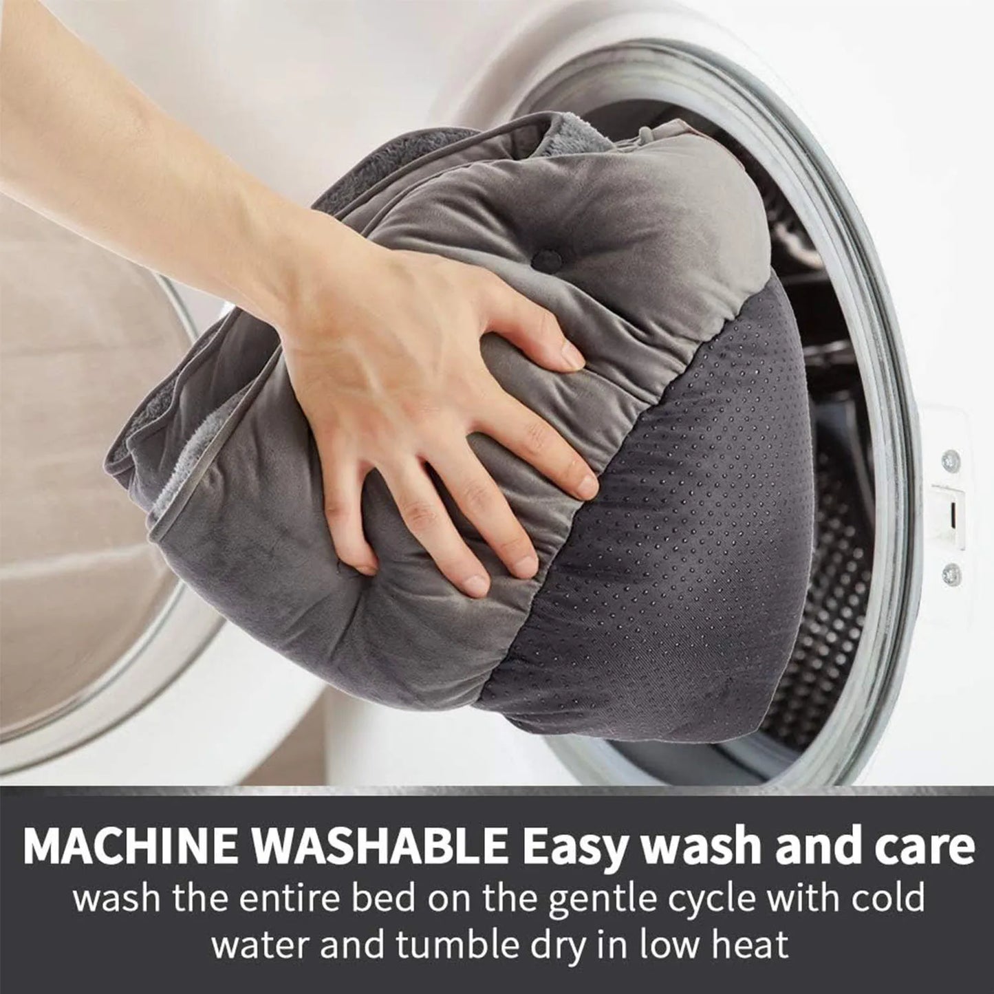 Grey Pet Bed 50 CM Washable Non Slip Base Water Resistant For All Pets