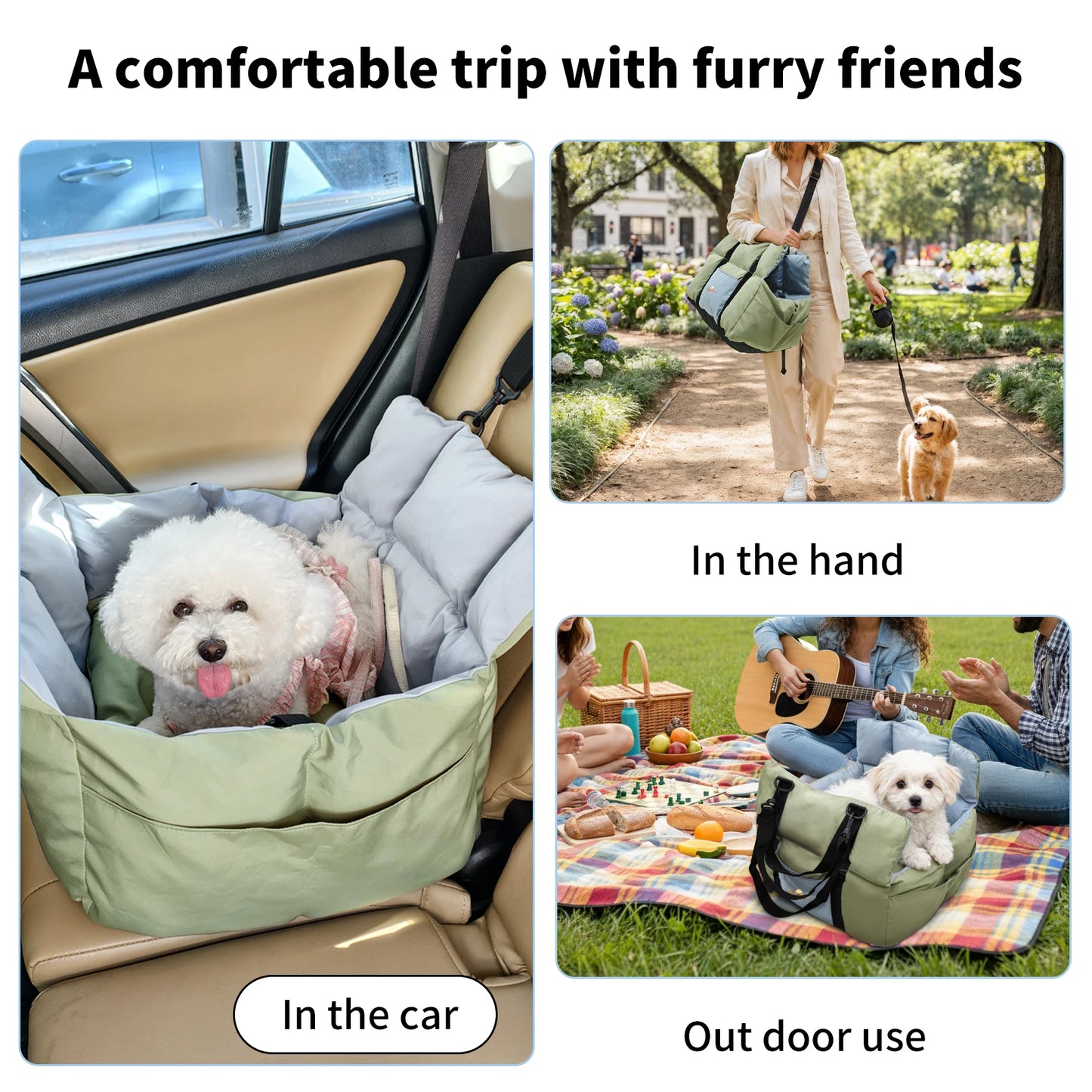 Dog Car Seat Travel Bed And Carrier For Small Dogs Up To 10 Kg