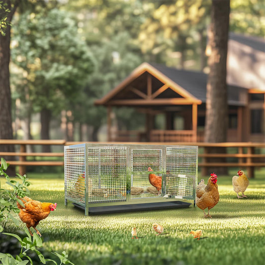 Heavy Duty Stainless Steel Chicken Coop and Dog Cage with Waterproof Cover
