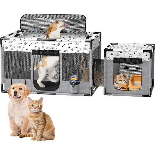 Portable Foldable Cat and Dog Playpen with PVC Reinforcement for Indoor Use