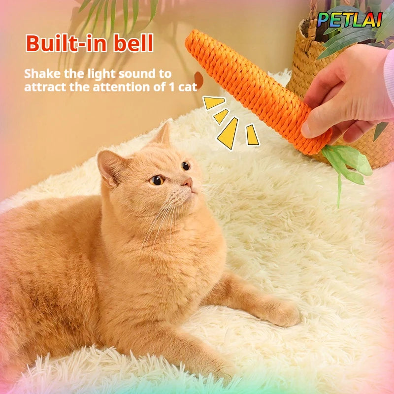 Carrot Shaped Cat Teething Toy With Hemp Rope Interactive Chew Toy