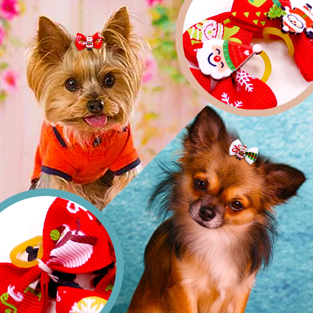 Puppy Bows Christmas Hair Accessories For Small Dogs 10 20 30 Pack