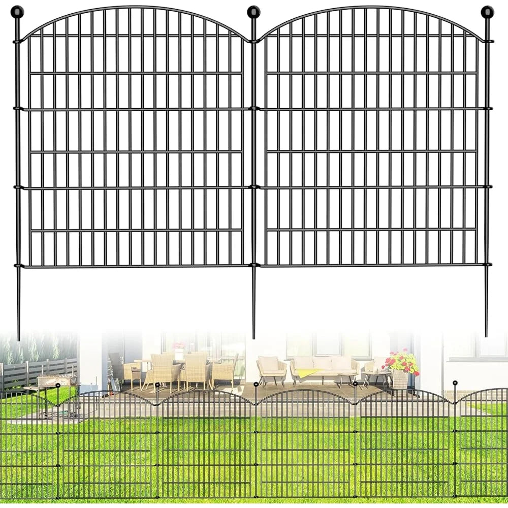 10 Panel No Dig Garden Fence 32 Inch High Rustproof Metal Dog Barrier 236 Feet