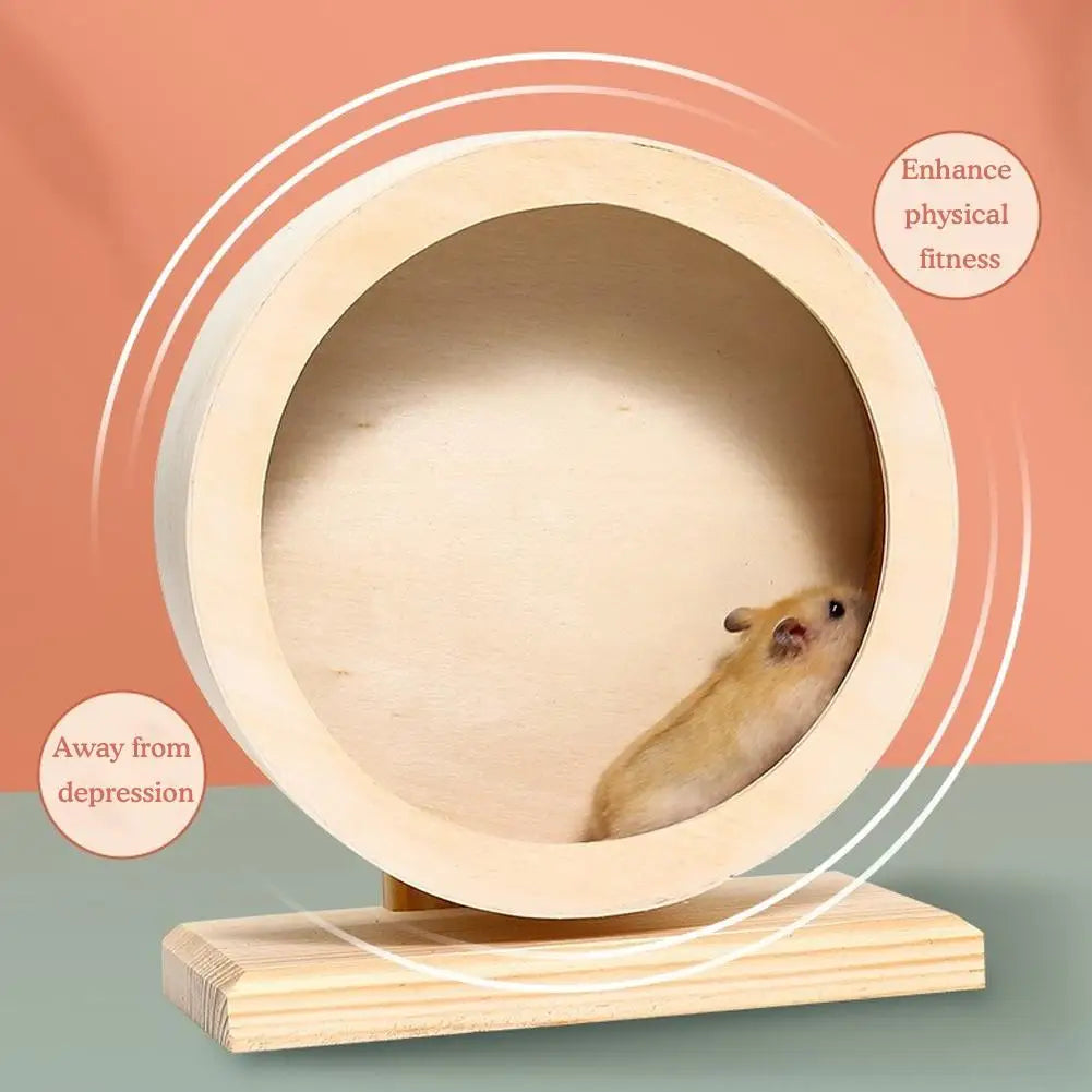 Golden Bear Mute Wooden Hamster Running Wheel with Cork Pad Roller