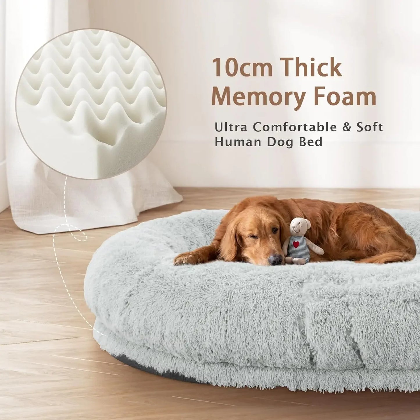 Giant Memory Foam Human Dog Bed 71x45x12 Inches Oversize Pet Washable