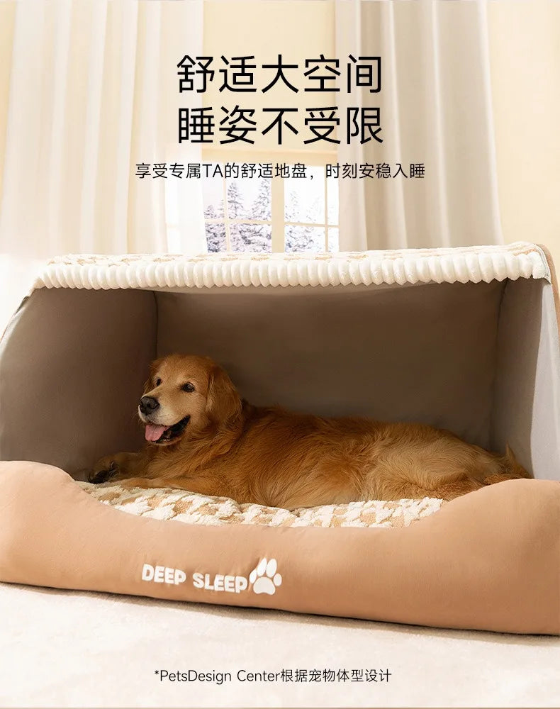 Large Dog Den Quilted Winter Cozy Pet Bed That Keeps Pets Warm Washable