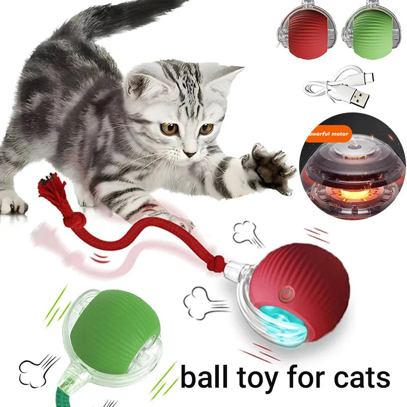 Smart Cat Interactive Ball Toy Automatic Rolling Rechargeable Kitten Toy