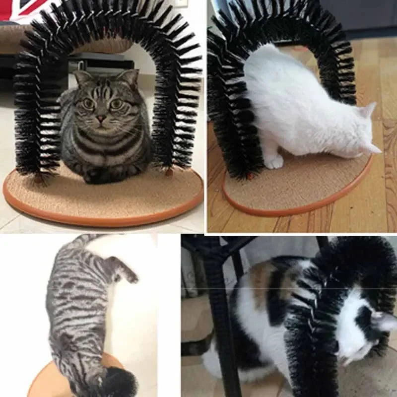 Cat Arch Self Grooming Massage Toy With Rubbing Brush And Scratching Pad