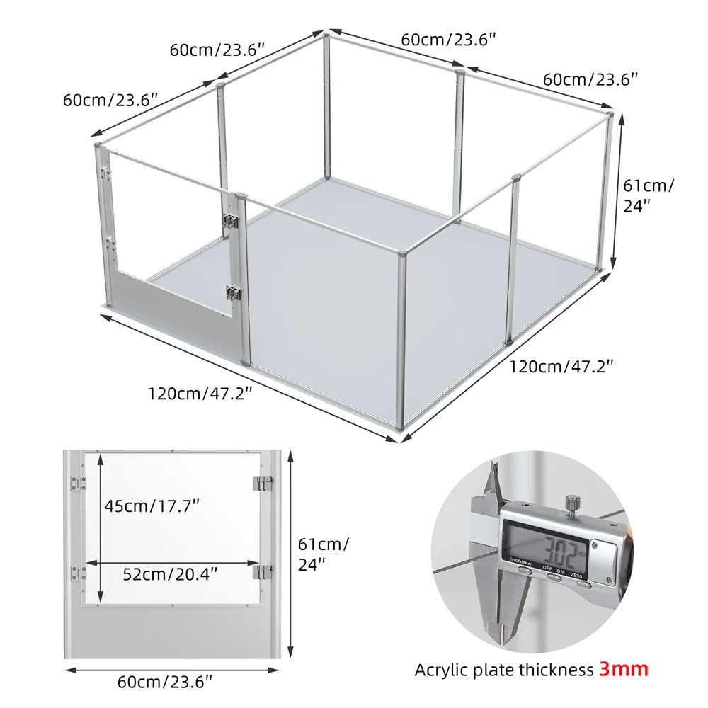 Extra Large Acrylic Dog Playpen Enclosure With Waterproof Pad For Pets
